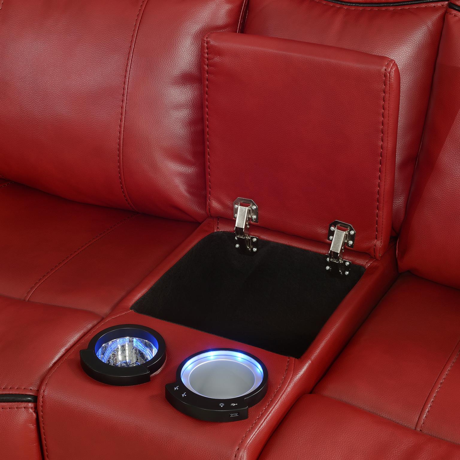 Red Gel Leather Power Reclining Sectional – U37-RD