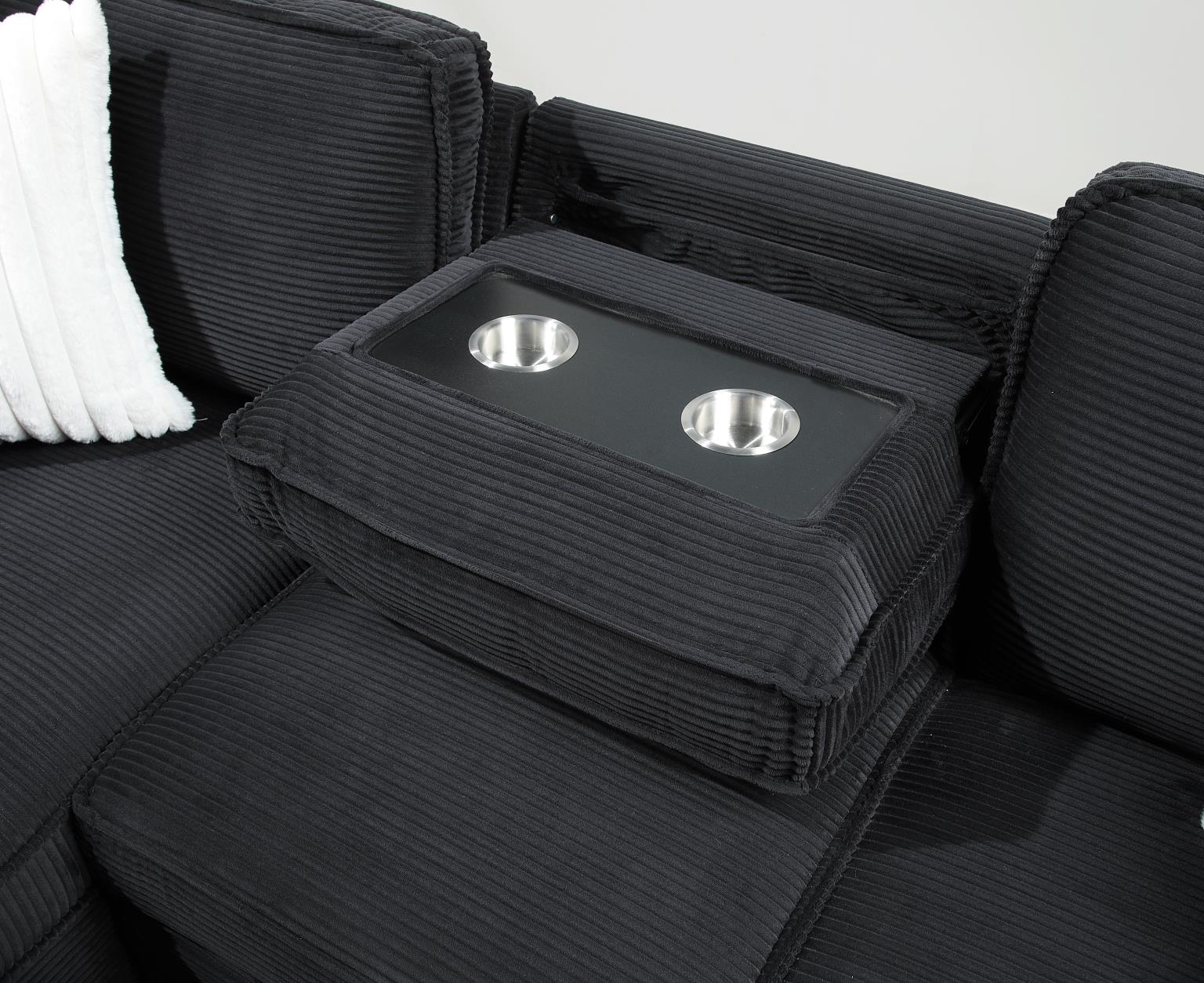 Black Sofa Chaise Sectional – U392