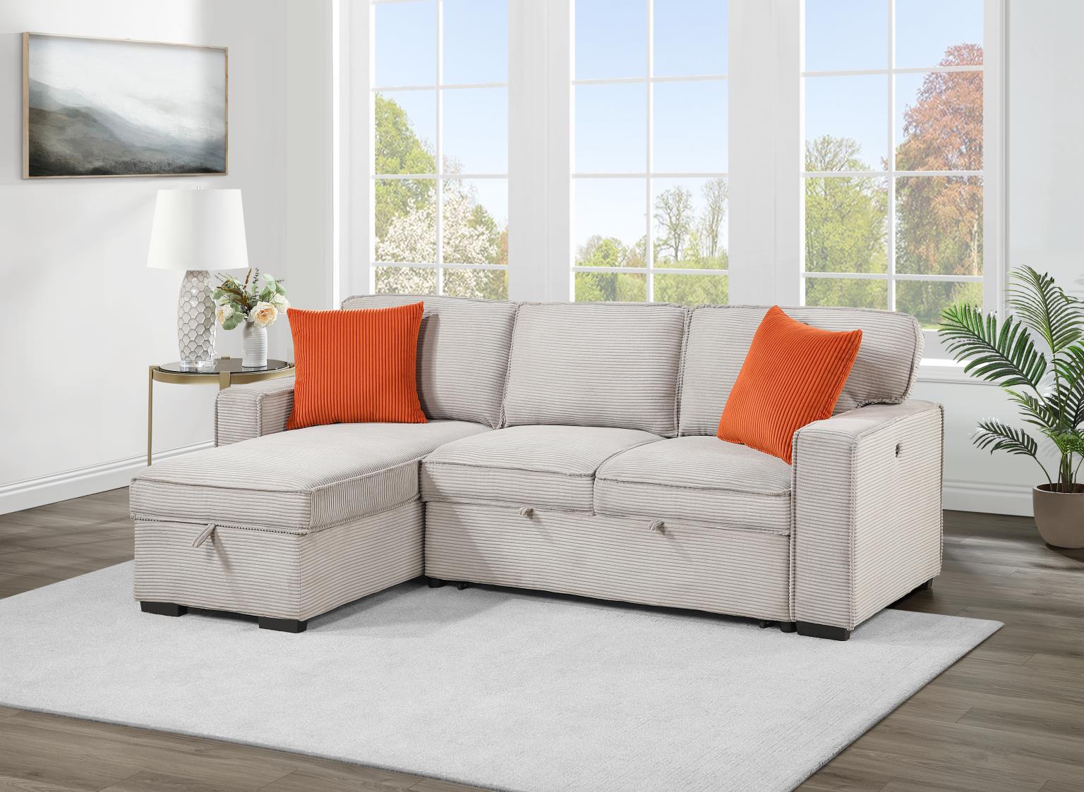 Light Brown Sofa Chaise Sectional – U393