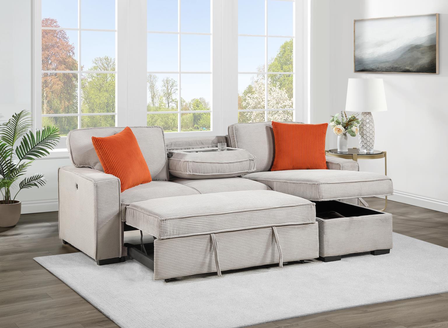 Light Brown Sofa Chaise Sectional – U393
