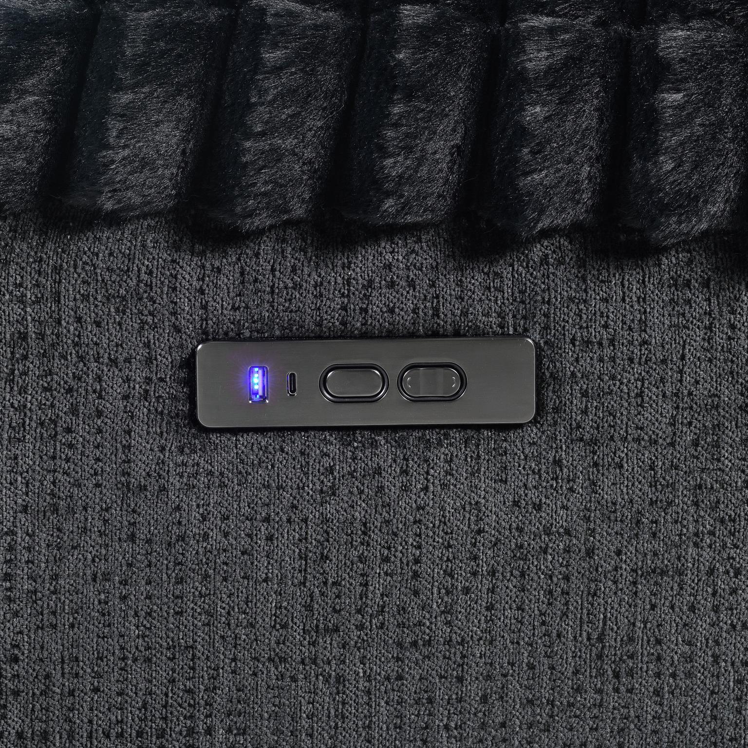 Black Corduroy Power Sectional with Bluetooth – U60