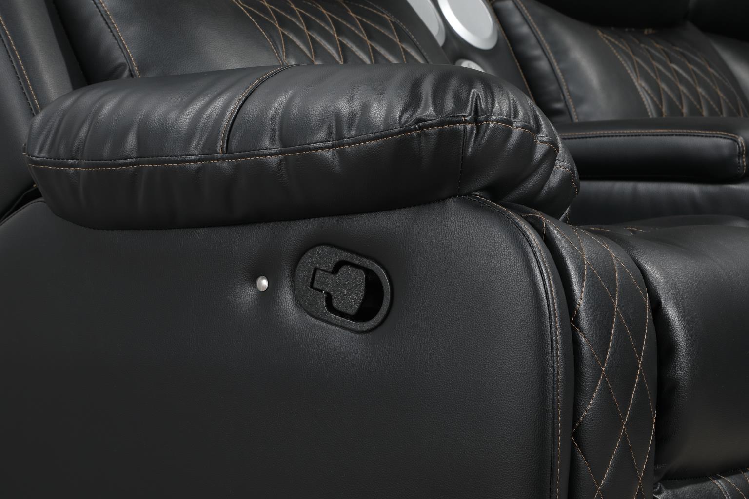 Black Air Gel Leather Motion Sectional – U63