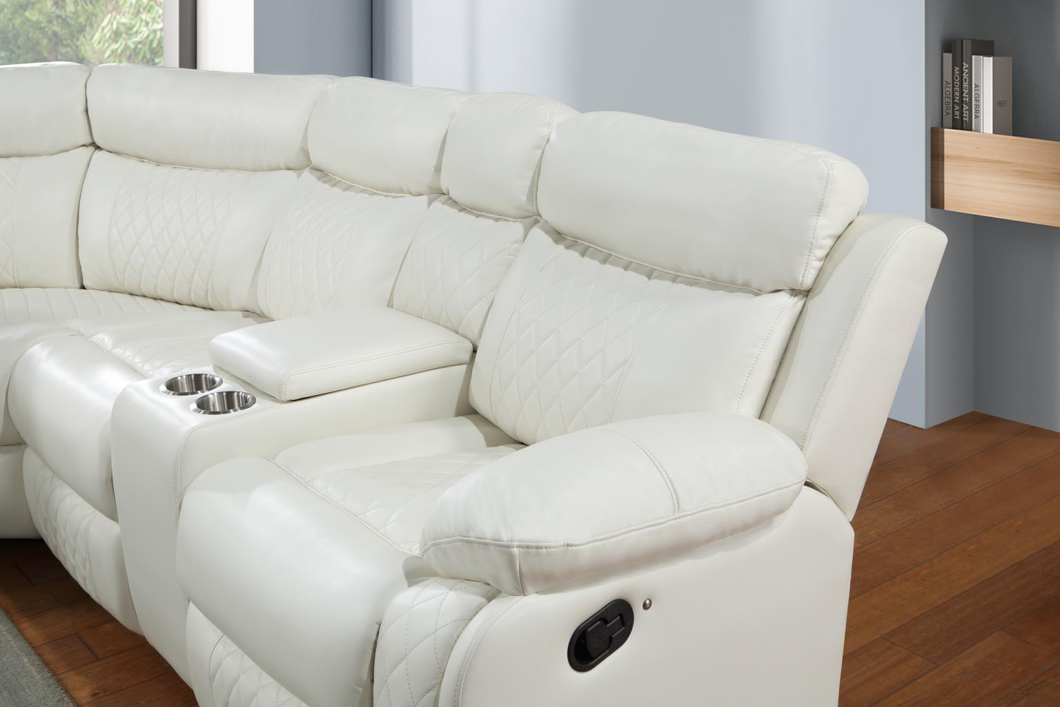 White Air Gel Leather Motion Sectional – U64