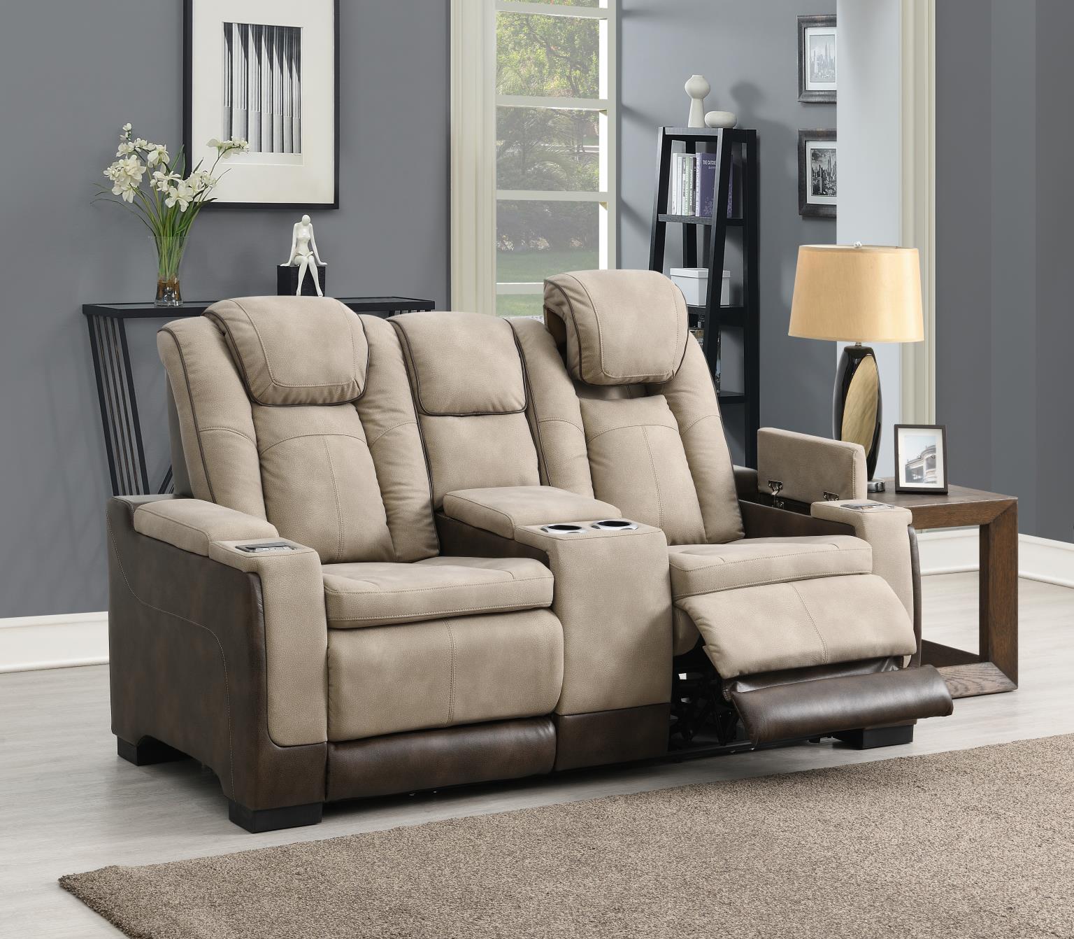 Sand Power Reclining Loveseat – U78-L