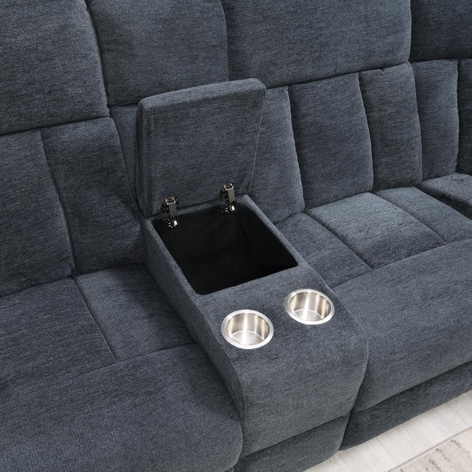 Denim Blue Fabric Motion Sectional – U84