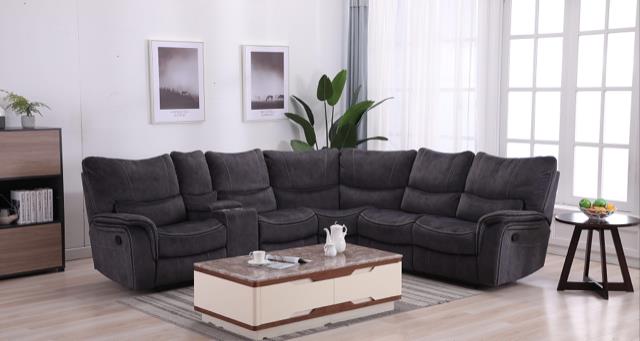 Charcoal Gray Plush Reclining Sectional – U87