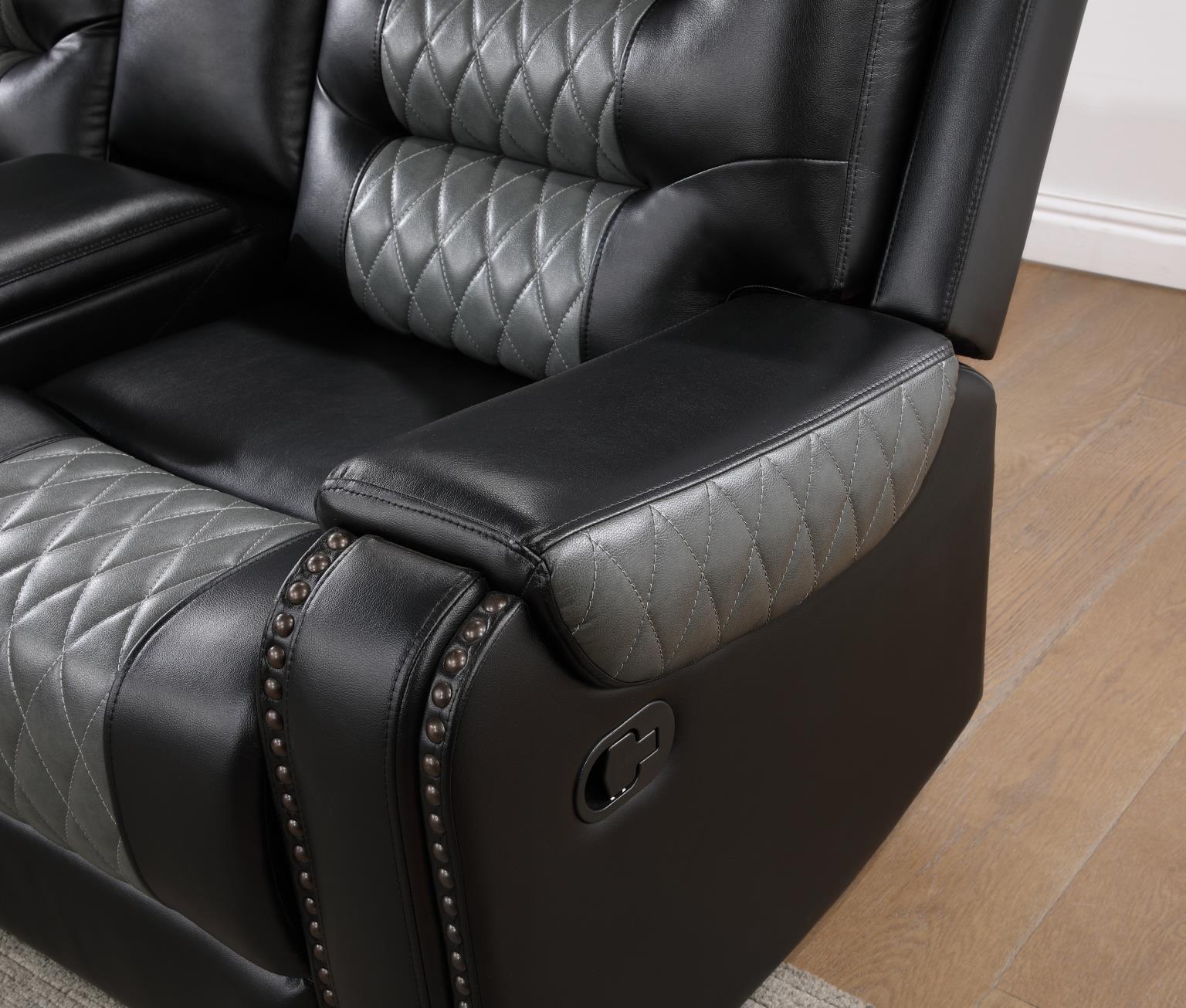 Black/Gray Motion Reclining Sectional – U89