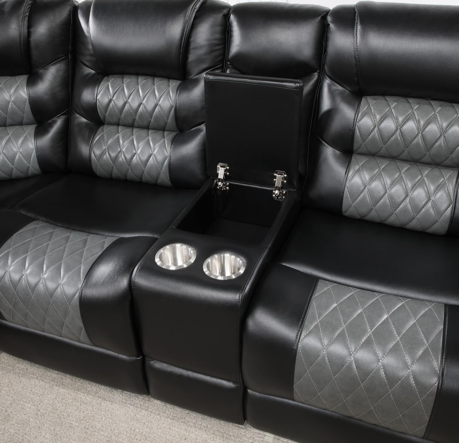 Black/Gray Motion Reclining Sectional – U89
