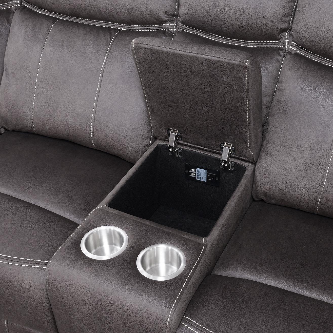 Brown Fabric Reclining Sectional – U90