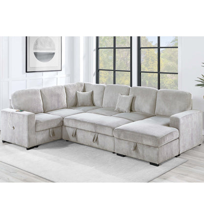 Modern Design Convertible Sectional Storage Bed With USB Port