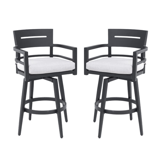 Outdoor Swivel Bar Chairs, 360 Degree Rotation, Ergonomic Backrest (Set of 2)