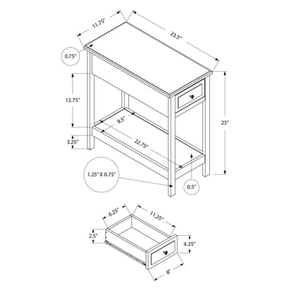 Accent End Table, 2 Tier, Storage Drawer, Transitional - Walnut