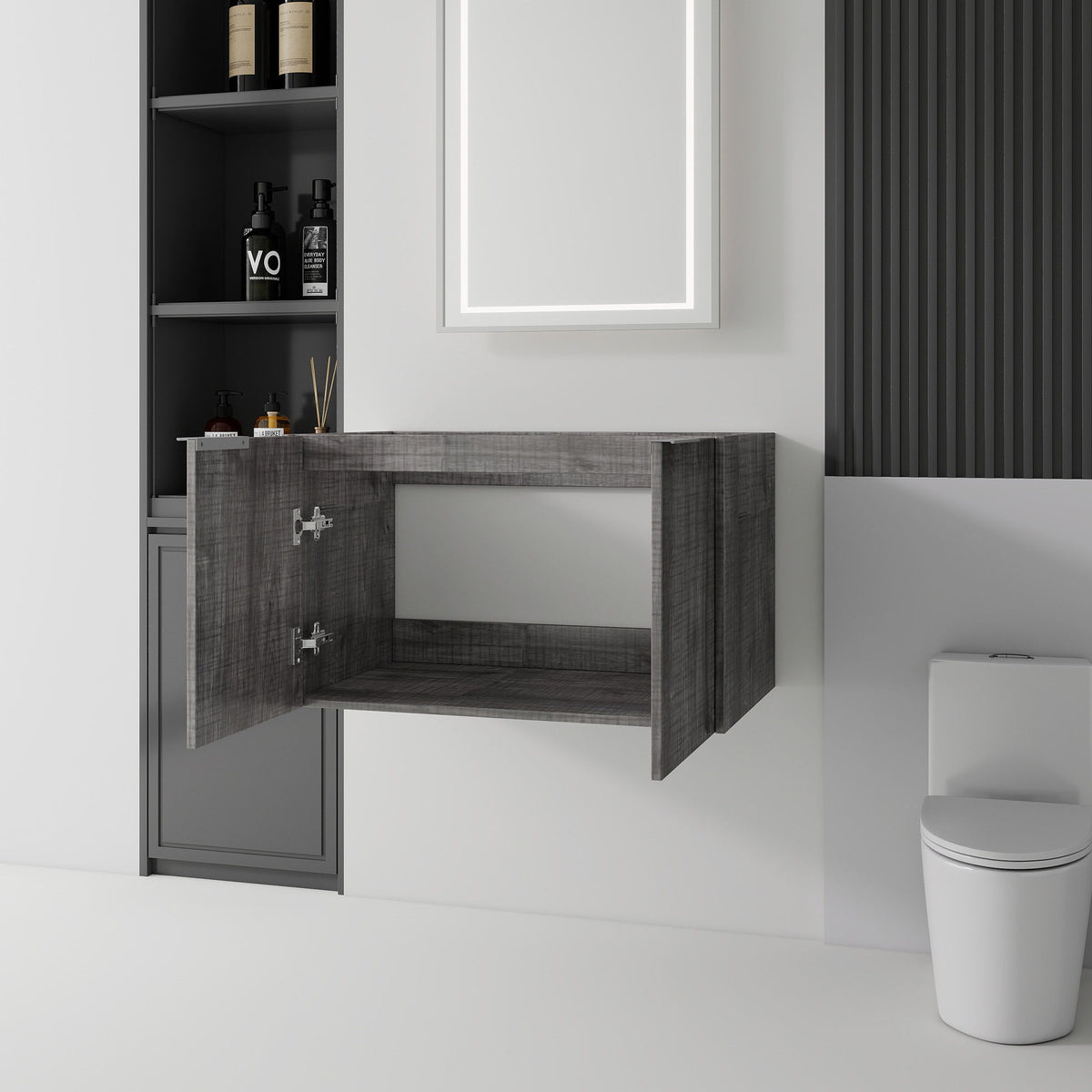 Floating Bathroom Vanity Cabinet With Soft Close Double Doors, Spacious Interior Storage, Wall Mounted, Cabinet Only