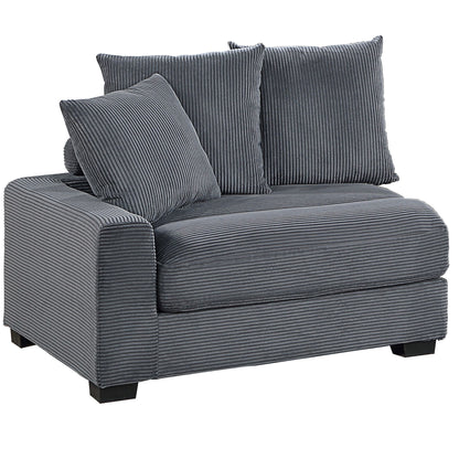 5 Piece Modular Sectional Set Couch With LAF & RAF Chairs, Living Room Furniture - Dark Gray