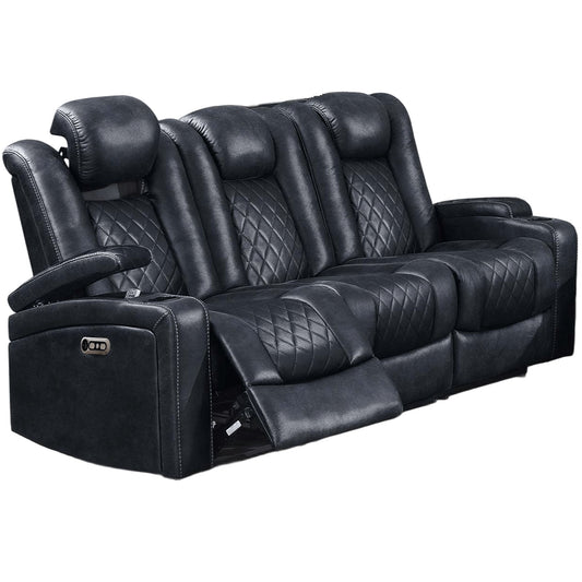 Power Reclining Sofa With Adjustable Headrest - Inky Blue