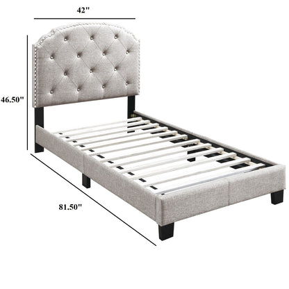 Button Tufted Bed With Nailhead Trim