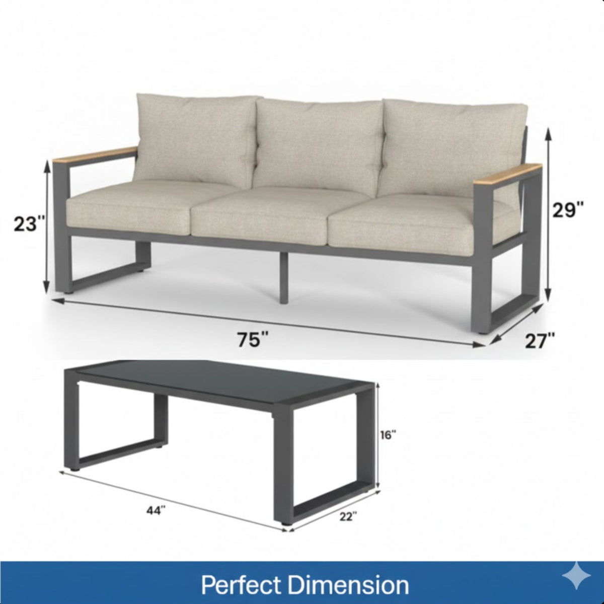 Modern Outdoor Sofa Set With Coffee Table
