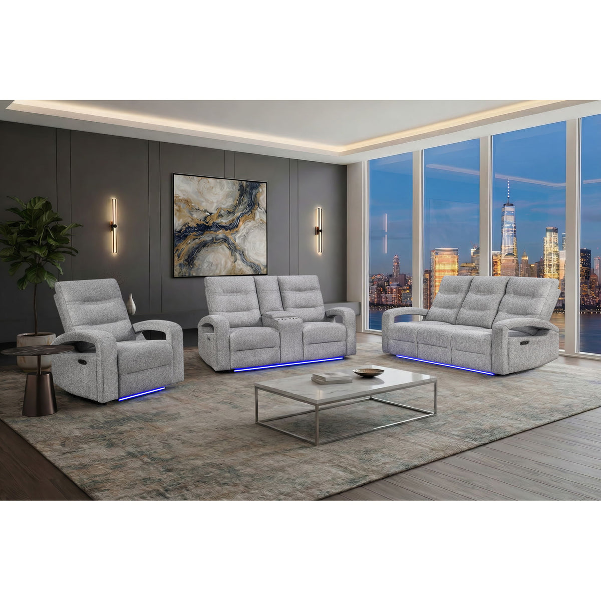 Isolde - Power Reclining Loveseat With LED Lighting - Gray