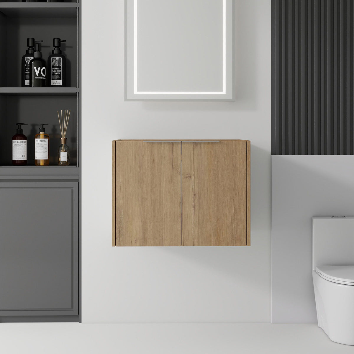 Floating Bathroom Vanity Cabinet With Soft Close Double Doors, Spacious Interior Storage, Wall Mounted, Cabinet Only