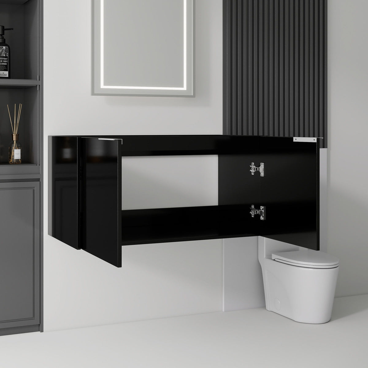 Floating Bathroom Vanity Cabinet With Soft Close Double Doors, Spacious Interior Storage, Wall Mounted, Cabinet Only