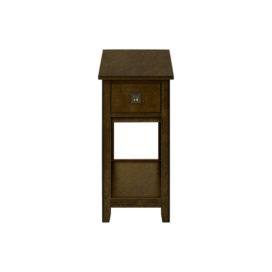 Accent End Table, 2 Tier, Narrow, Lamp, Storage Drawer, Charming Design
