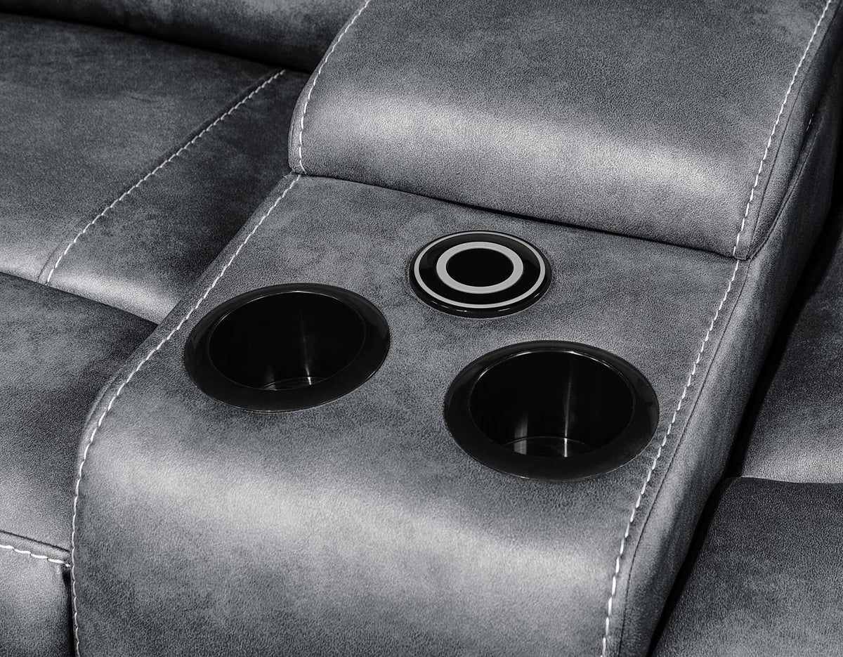 U121 - Motion Sofa With Dropdown Table - Gray