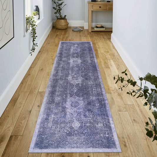 Maval - 2'6'' X 10' Washable Runner Rug - Anthracite