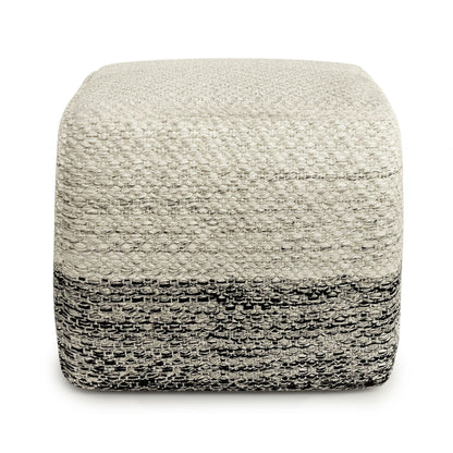 Macie - Square Woven Outdoor / Indoor Pouf - White