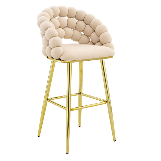 Bubble, Ball Chain Tufted Bar Chairs For Kitchen Island & Home Bar (Set of 2)