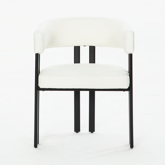 Modern Dining Upholstered Barrel Chair With Curved Back And Armrests