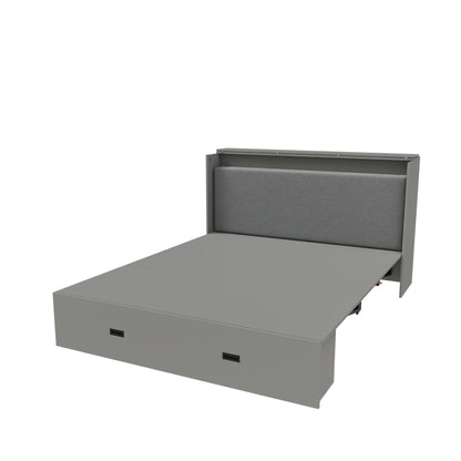 Full Murphy Bed With Storage Drawers, Charging Station, Foldable Panels, And Silent Swivel Wheels