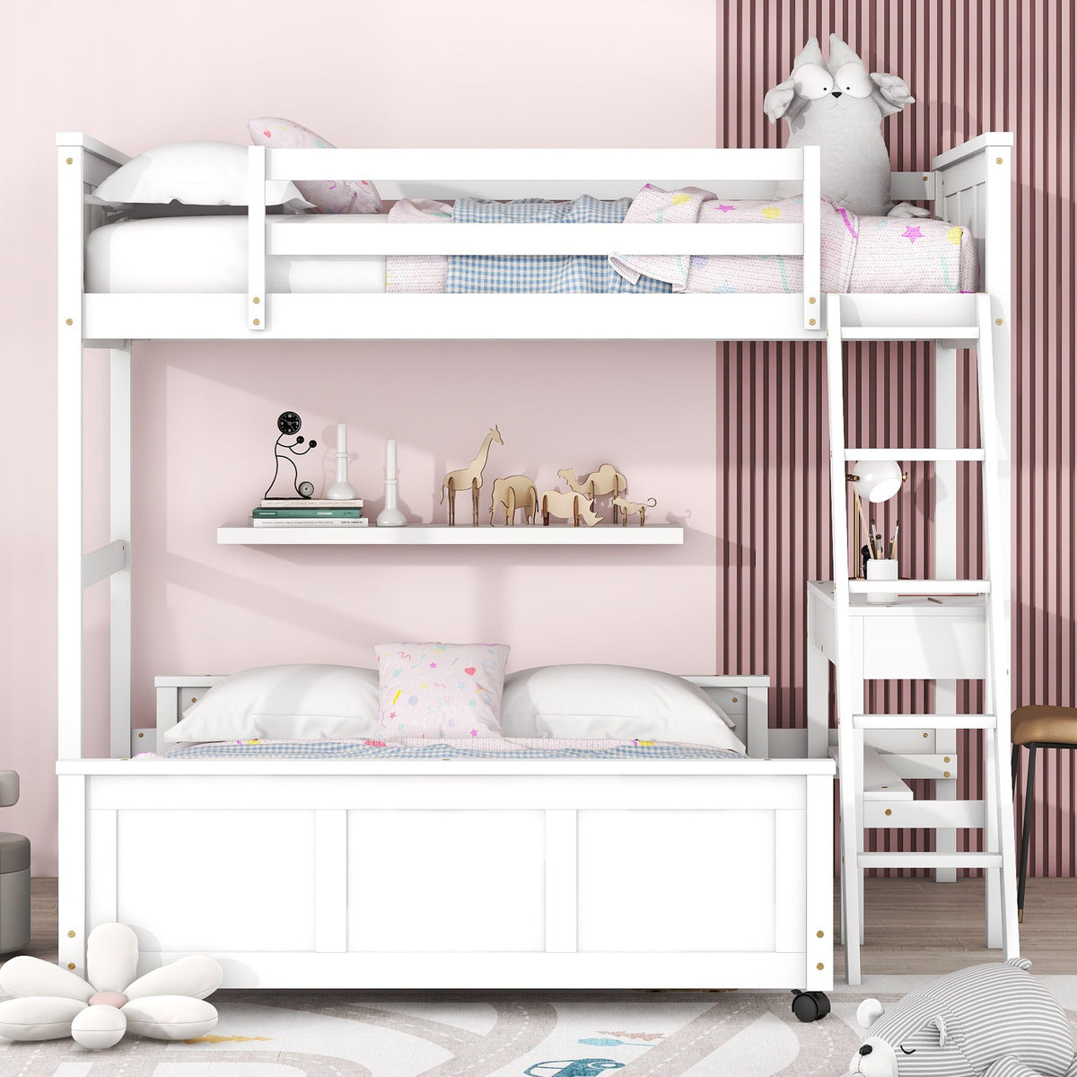 Full Over Full Bunk Bed With Desk