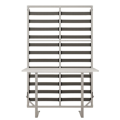 Queen Size Cabinet Wall Bed Mechanism With Desk Panel - Gray