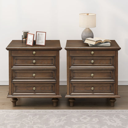 Farmhouse Nightstand With 4 Drawers