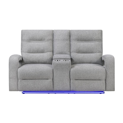 Isolde - Power Reclining Loveseat With LED Lighting - Gray