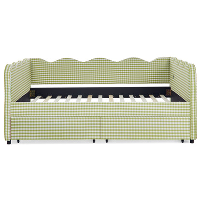 Gingham Daybed & USB Charging Port, Wave-Shaped Design