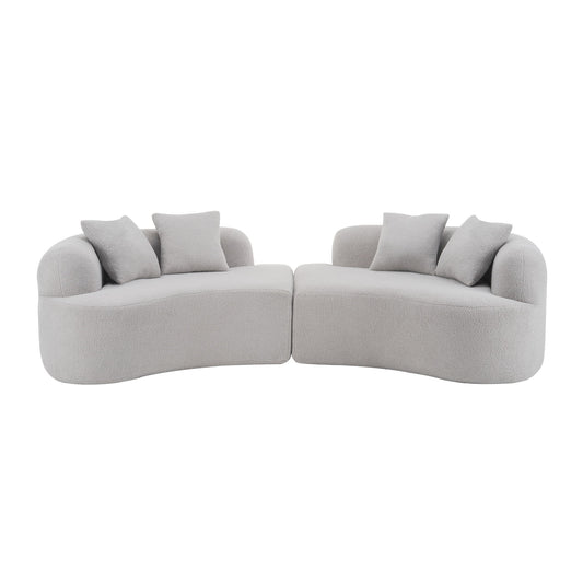Curved 4 Seater Sofa For Small Spaces - Gray