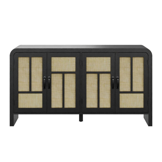 Sideboard Buffet Cabinet With 4 Doors & Adjustable Shelves - Black
