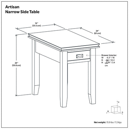 Artisan - Handcrafted Narrow Side Table