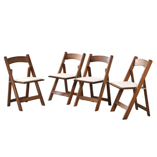 Solid Wood Upholstered Folding Chair Set, Dining Room (Set of 4)