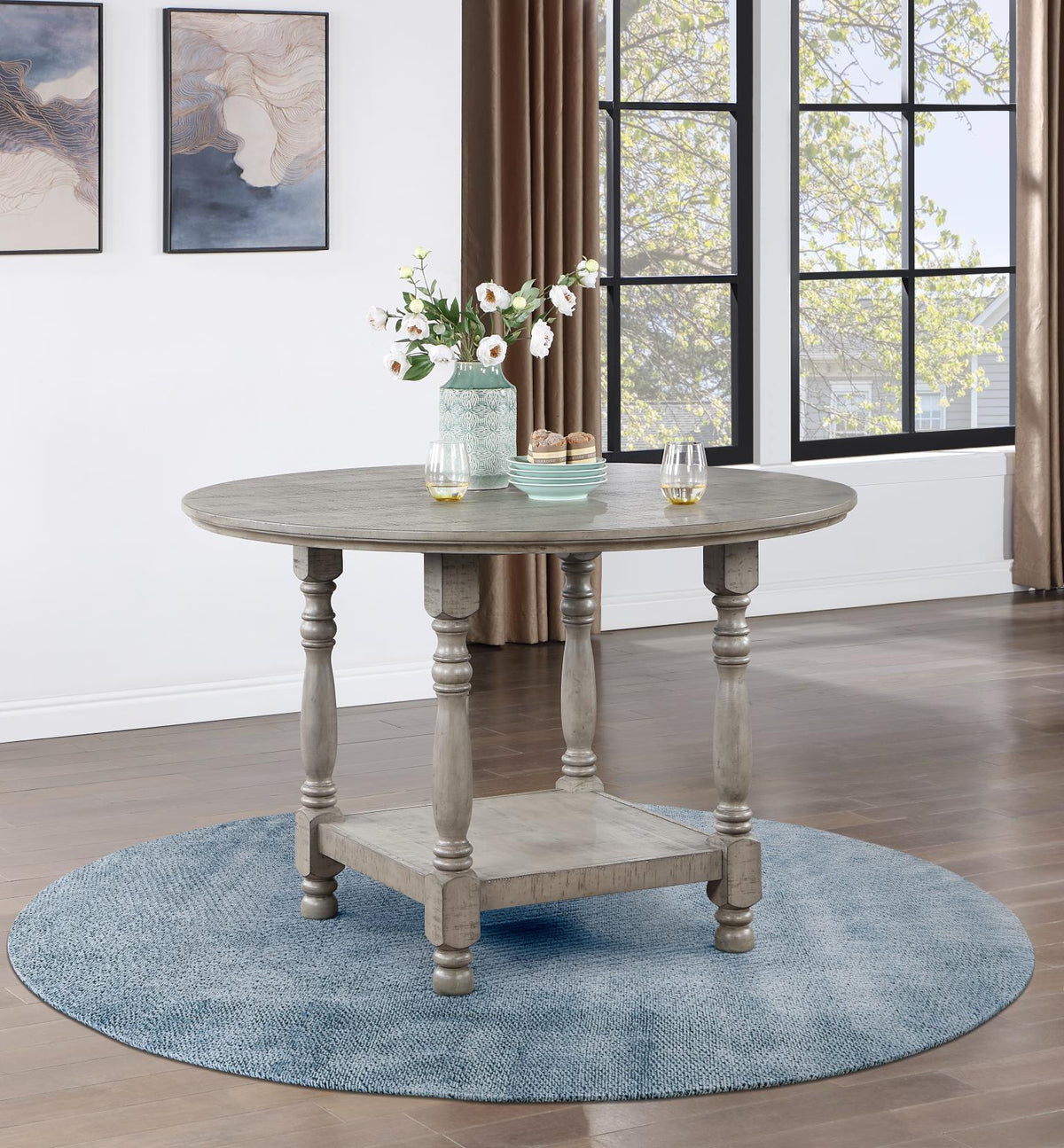 D114 - Round Counter Height Table - Gray