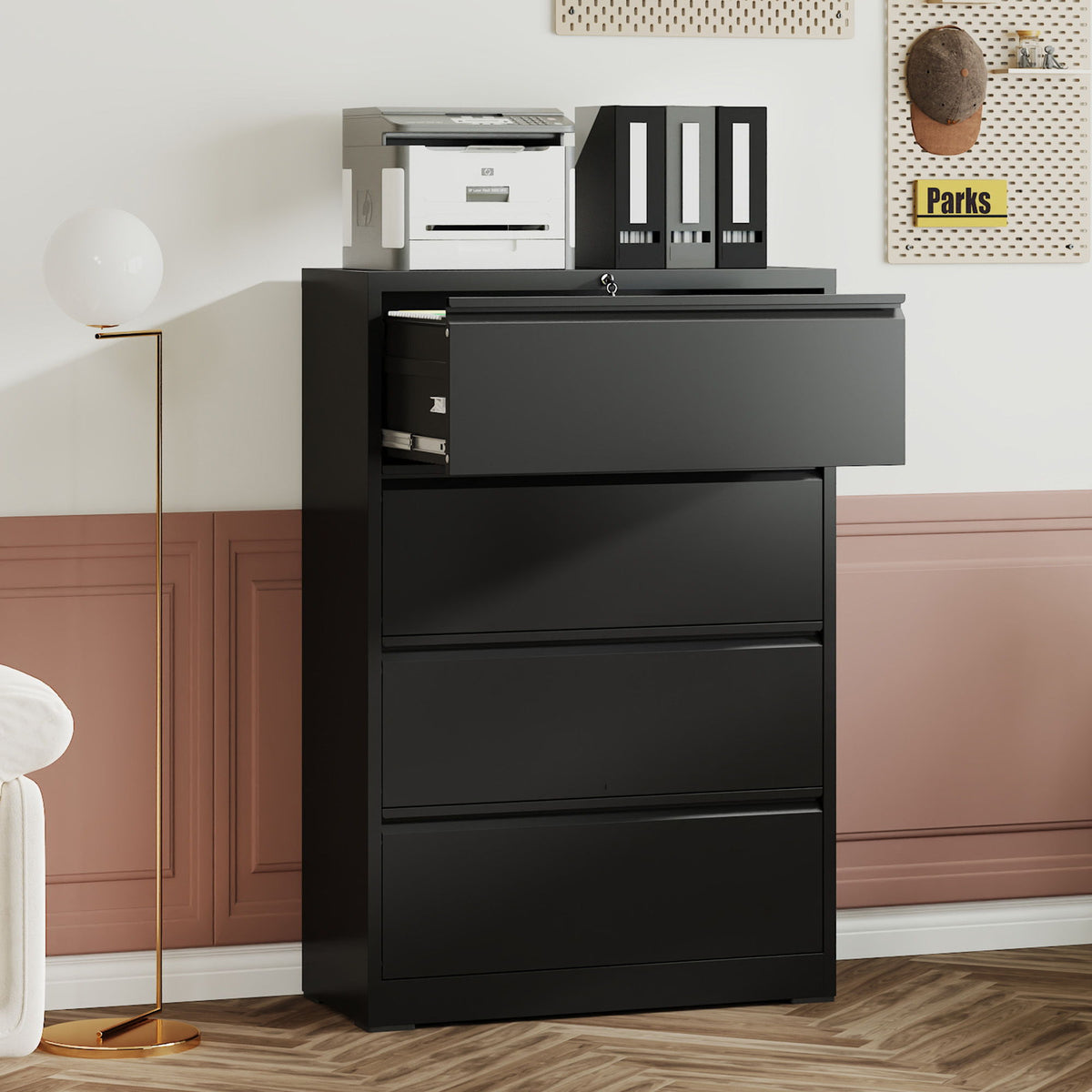 Lateral File Cabinet, Heavy Duty Filing Holds Letter/Legal/A4 Files