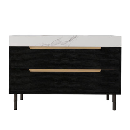 Bathroom Vanity With Undermount Sink, 4 Drawers Storage, Free Standing / Wall Mounted - Black / White