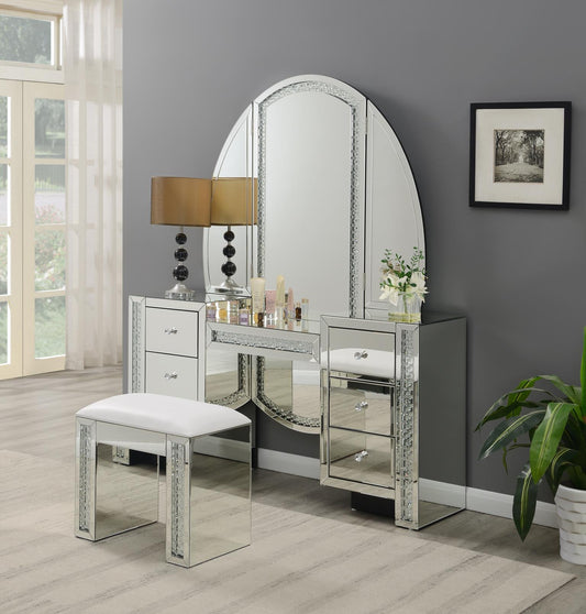 G-305 - Glamour Vanity With Mirror - Silver