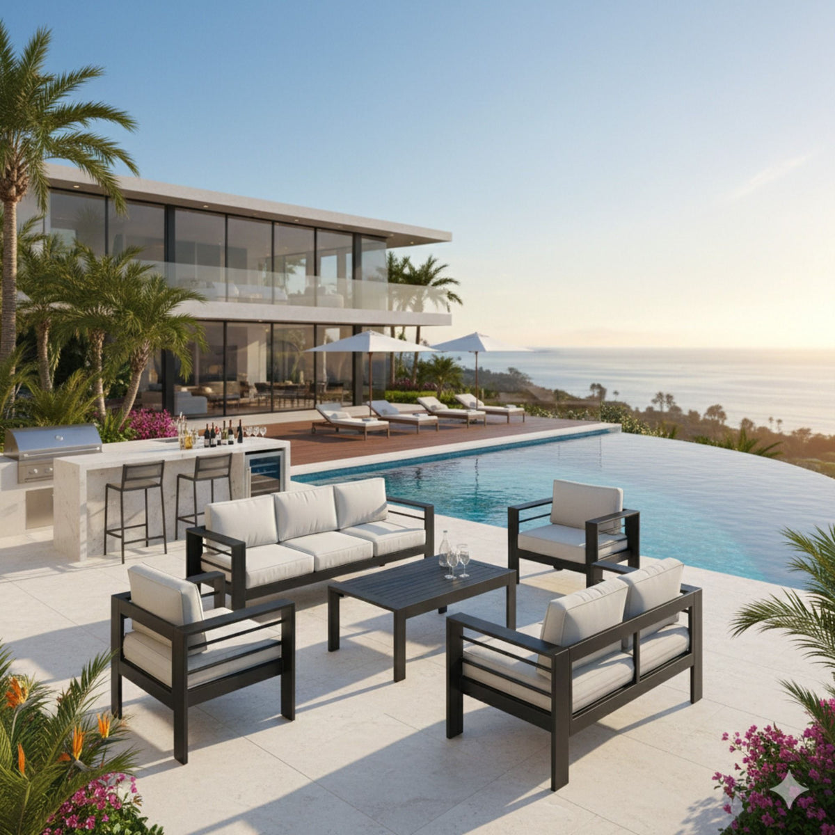 Outdoor Patio Set With All-Weather Thick Cushions