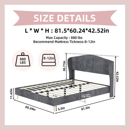Upholstered Bed, Tufted Headboard, Comfortable Sleep