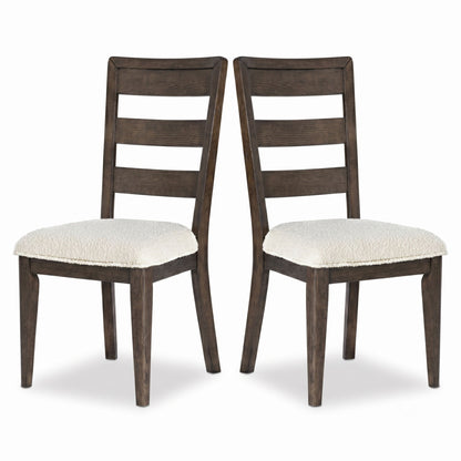 Upholstered Dining Chair With Ladder Back Design (Set of 2) - Dark Oak