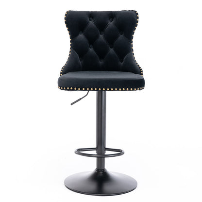 Swivel Barstools Adjusatble Seat Height, Modern Upholstered Bar Stools With Backs Comfortable Tufted For Home Pub And Kitchen Island (Set of 2)