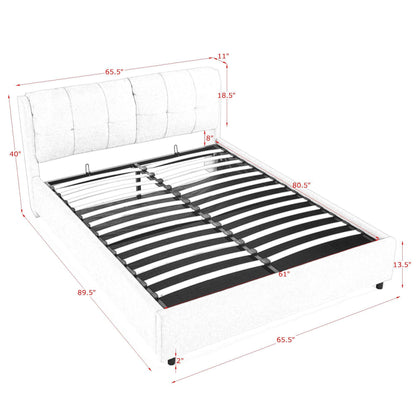 Storage Upholstered Hydraulic Platform Bed With Integrated Headboard