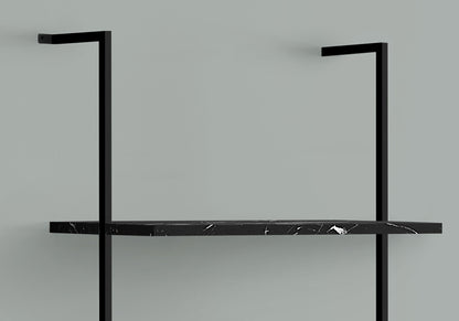 Bookshelf, Bookcase, Etagere, Ladder, 5 Tier, For Office, Marble Look Contemporary & Modern - Black